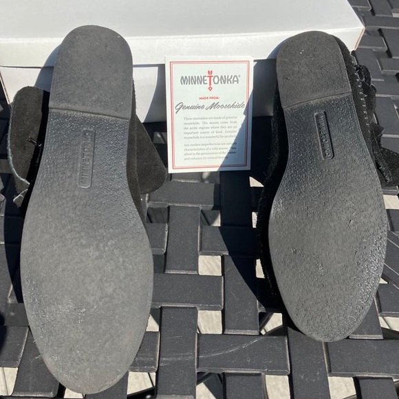 Black suede Minnetonka moccasin booties - Picture 8 of 9